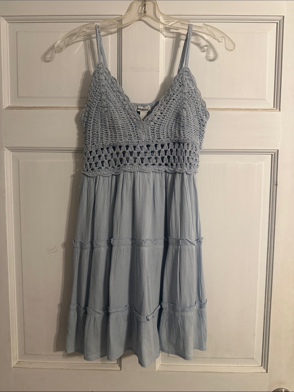 Charlotte Russe Light Blue Crochet Bodice Mini Dress